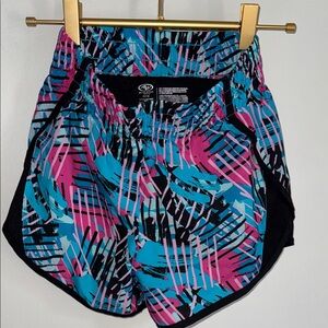 Girls Athletic Medium 7-8 Printed Running Shorts - Blue & Pink